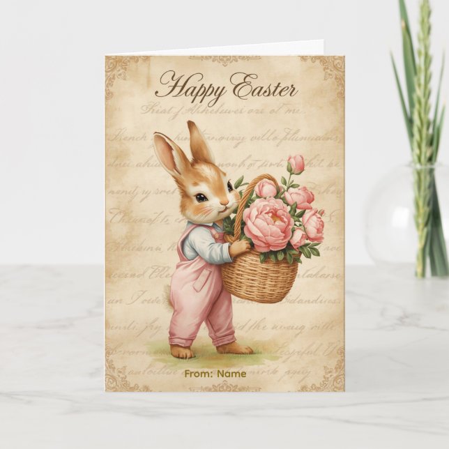 Carte de Pâques Hoppy - Couronnes de lapin pastel (Devant)