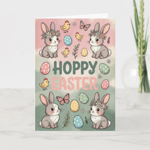 Carte de Pâques Hoppy - Lapin Mignon Aquarelle
