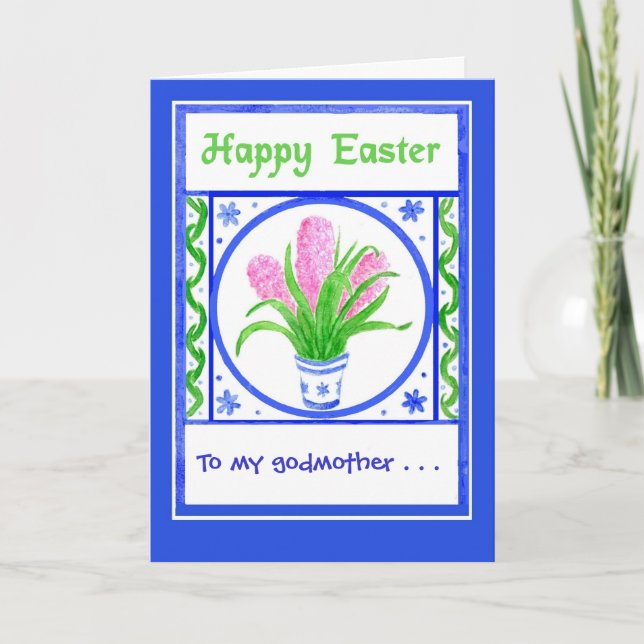 Carte de Pâques, Hyacinthes roses, à Customiser (Devant)