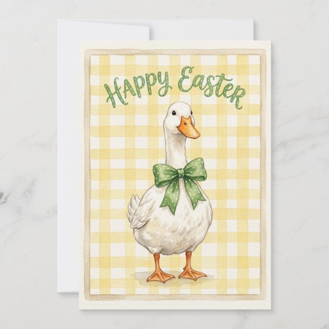 Carte de Pâques joyeuse avec canard blanc (Devant)