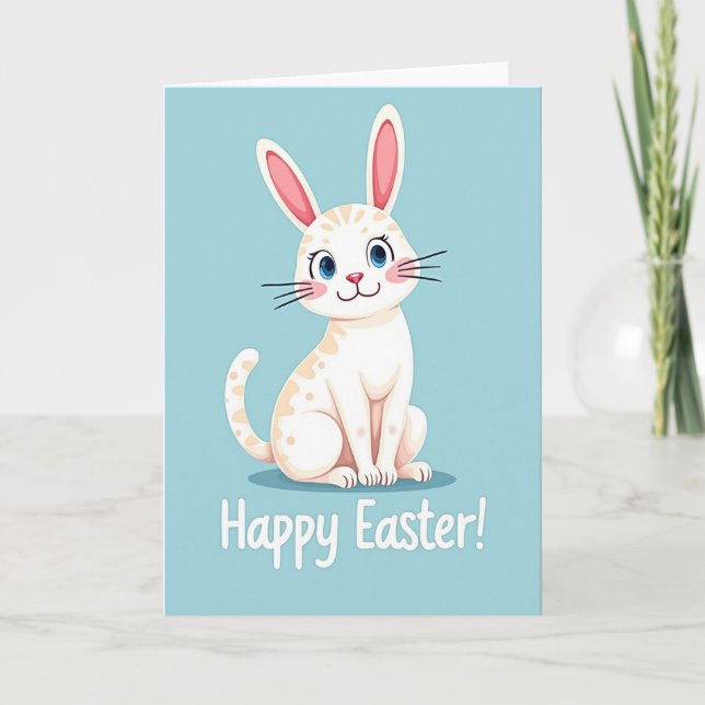 Carte de Pâques Joyeuse Bunny Cat (Devant)