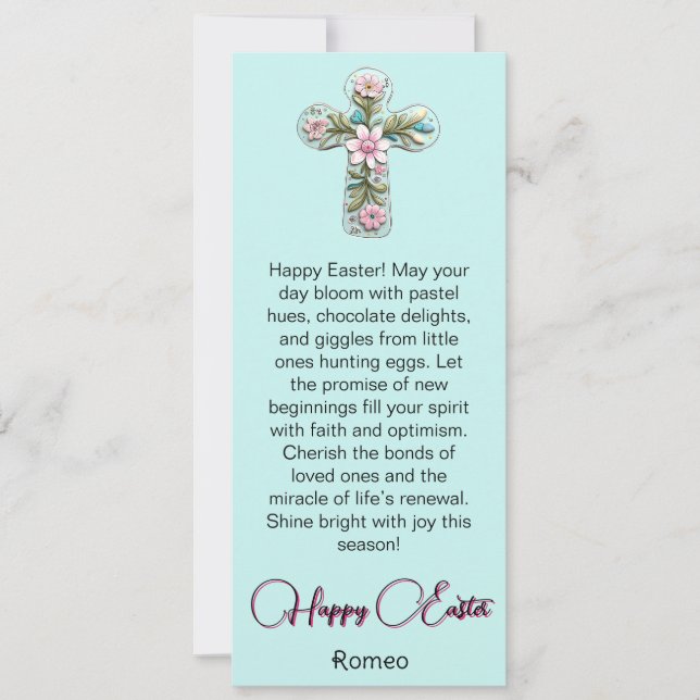 Carte de Pâques Joyeuse Croix Florale Rose (Devant)