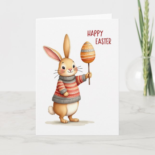 Carte de Pâques Joyeuse Lagomorphe (Devant)