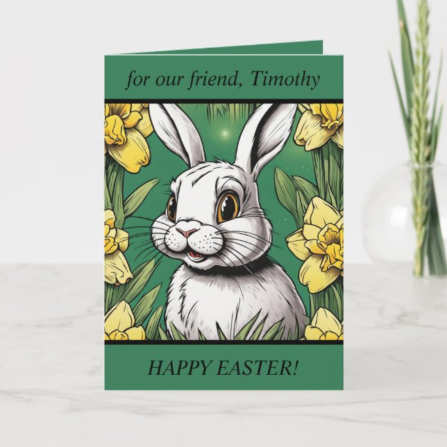 Carte de Pâques joyeuse Lapin de Pâques mignon. Te (Devant)