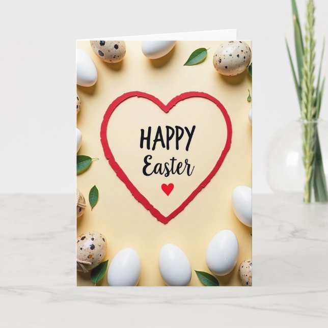Carte de Pâques Joyeuse Printemps Cœur (Devant)