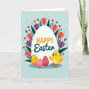 Carte de Pâques Joyeuse Tulipe Printanière