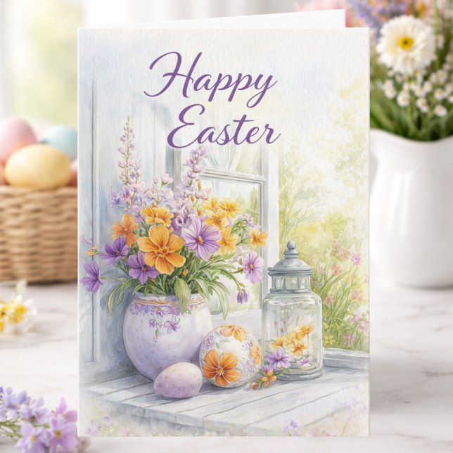Carte de Pâques Joyeuses Fleurs de Printemps à l'A (Créateur téléchargé)