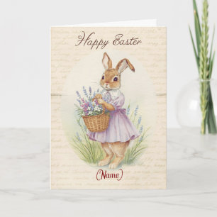 Carte de Pâques Joyeuses - Lapin avec Panier de La