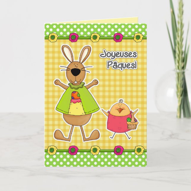 Carte de Pâques Joyeuses Pâques en français (Devant)