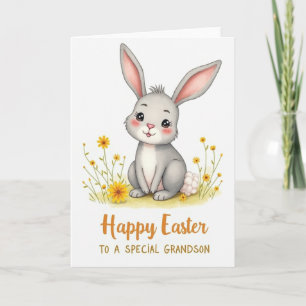 Carte de Pâques Joyeuses Petit-Fils Lapin Mignon