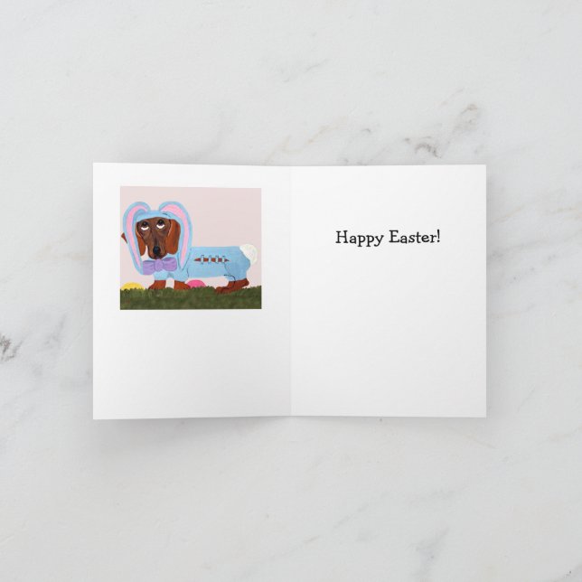 Carte de Pâques Joyeuses pour chien teckel lapin d (Intérieur)
