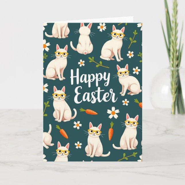 Carte de Pâques Kitty Chat Heureux (Devant)