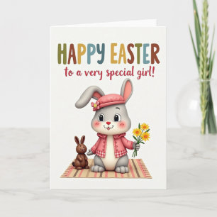 Carte de Pâques Lapin à Carreaux