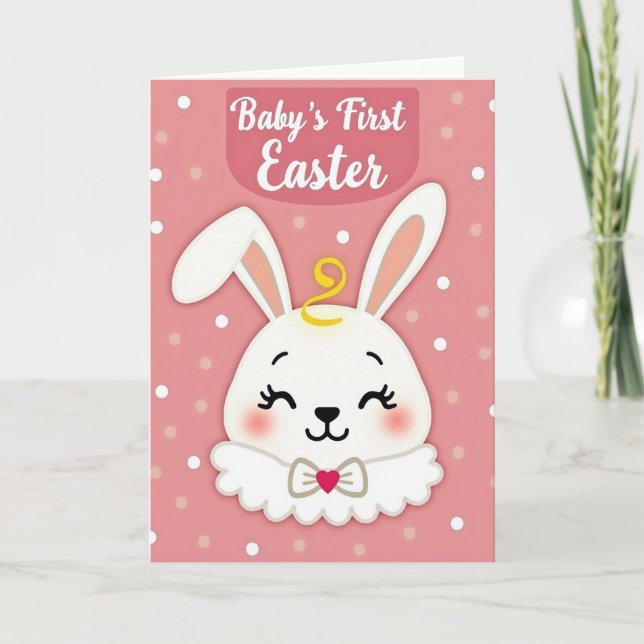 Carte de Pâques Lapin à pois (Devant)