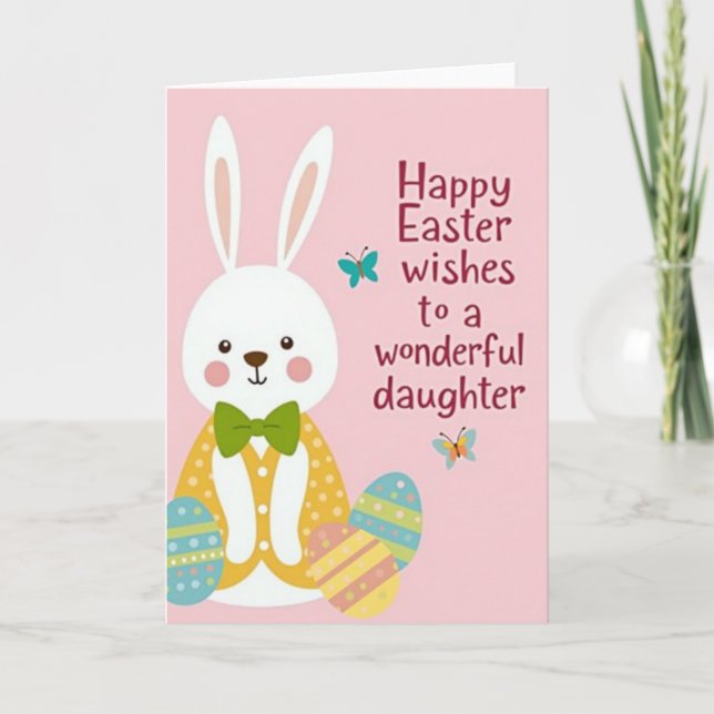 Carte de Pâques Lapin à pois (Devant)