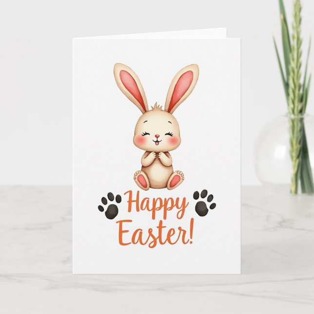 Carte de Pâques Lapin Aquarelle (Devant)