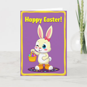 Carte de Pâques Lapin au Cadre Ondulé