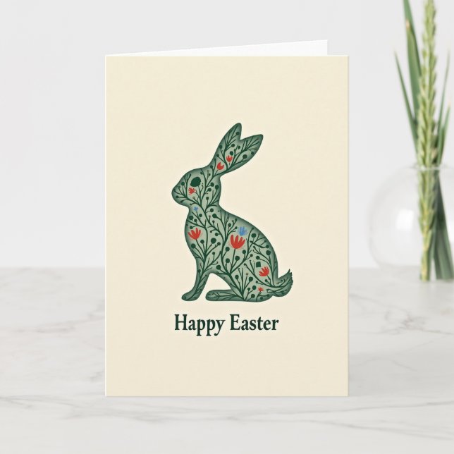 Carte de Pâques Lapin Botanique (Devant)