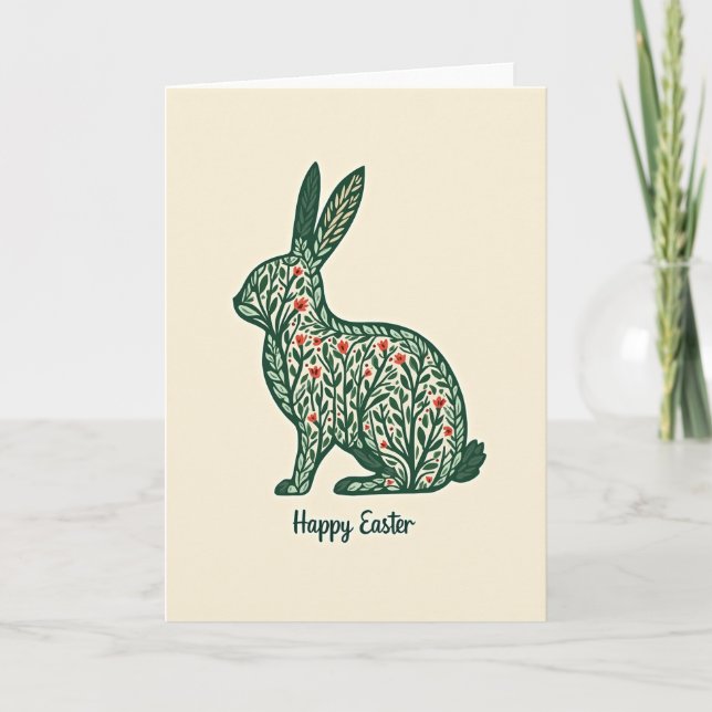 Carte de Pâques Lapin Botanique (Devant)