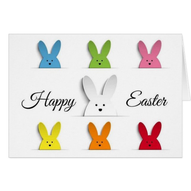 Carte de Pâques - Lapin coloré (Devant horizontal)