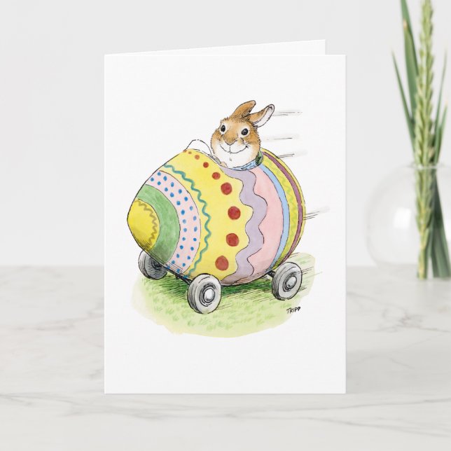 Carte de Pâques Lapin de Pâques en voiture (Devant)