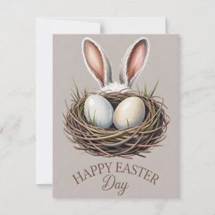 Carte de Pâques Lapin de Printemps Nid Œufs
