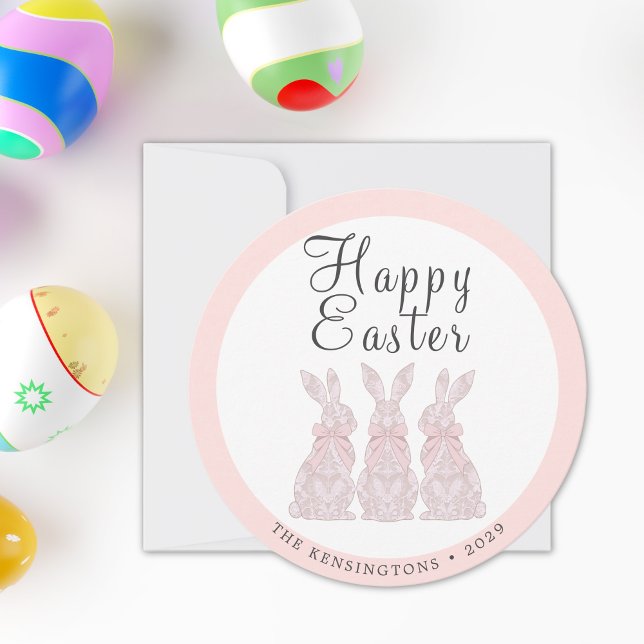 Carte de Pâques lapin en dentelle personnalisée (Personalized Lace Bunny Easter Card)