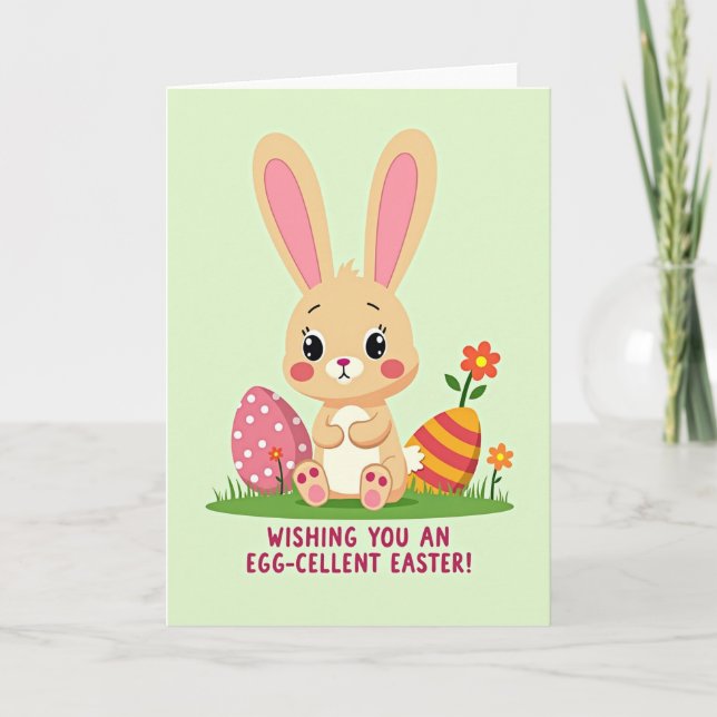 Carte de Pâques Lapin et Œufs (Devant)