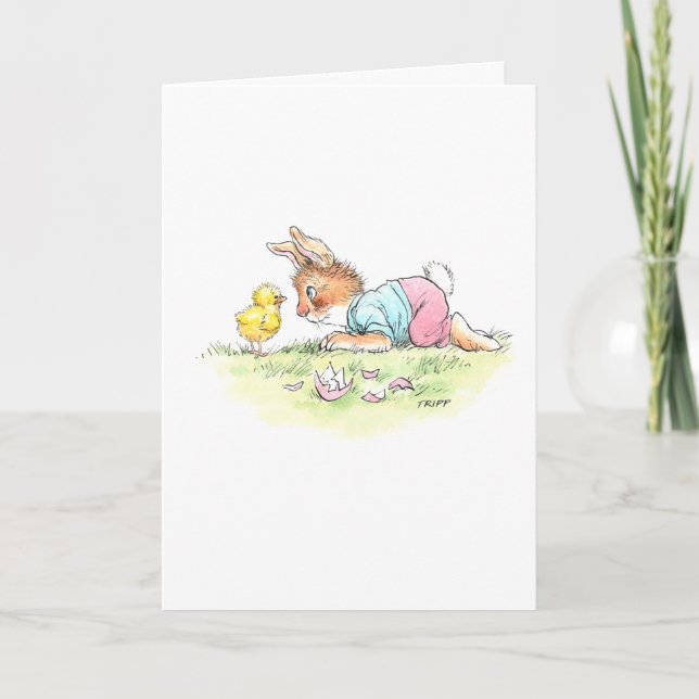 Carte de Pâques Lapin et Poussin (Devant)