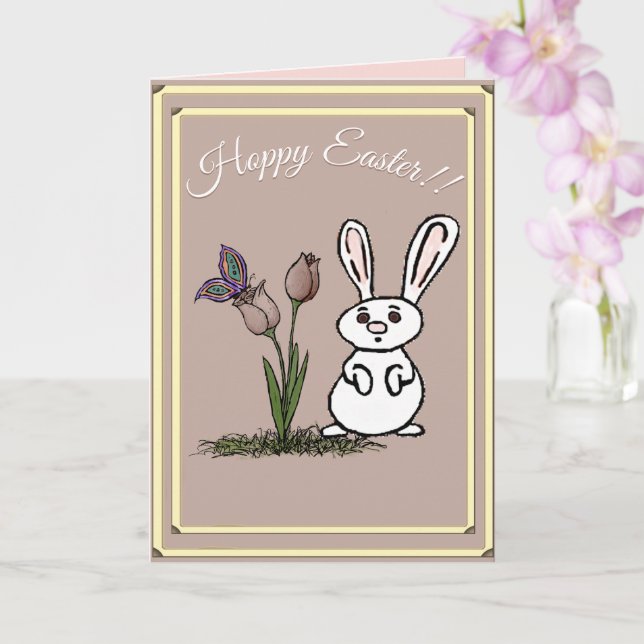 Carte de Pâques Lapin et Tulipes (Orchidée)