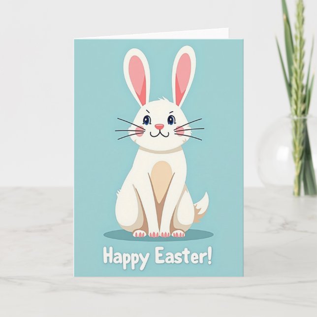 Carte de Pâques Lapin Heureux (Devant)