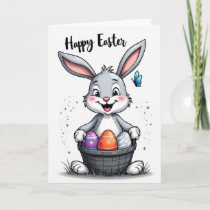 Carte de Pâques Lapin Œuf Joyeux