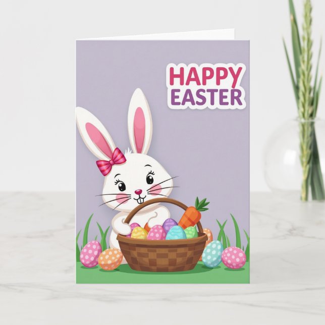 Carte de Pâques Lapin Oeuf Joyeux (Devant)