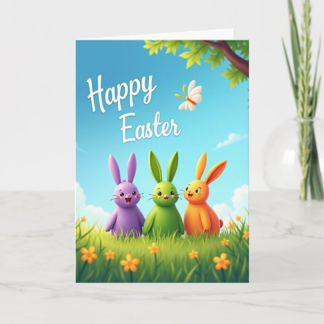 Carte de Pâques Lapin Pastel (Devant)