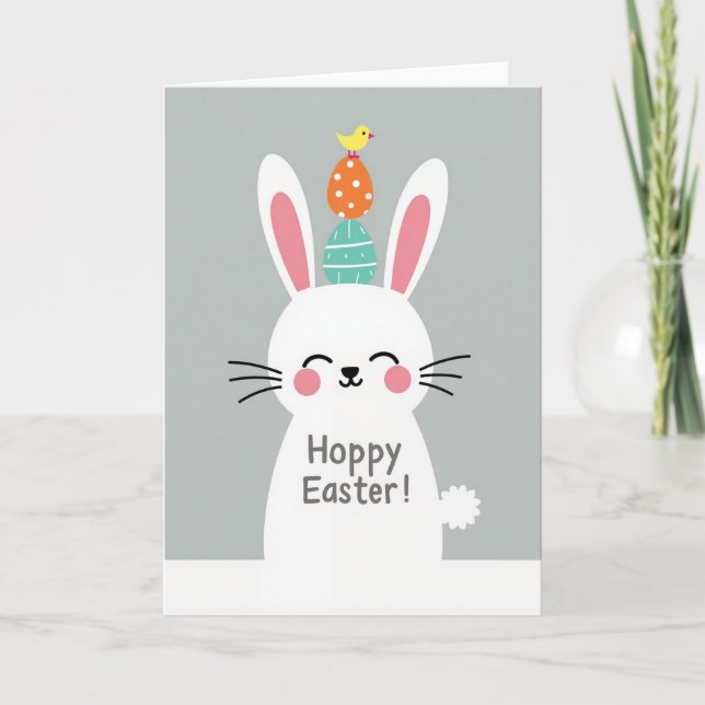 Carte de Pâques Lapin Printanier (Devant)