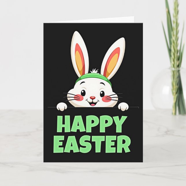 Carte de Pâques Lapin Regard Joyeux (Devant)