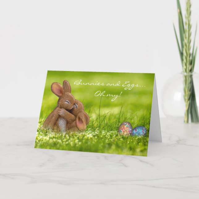 Carte de Pâques Lapins et Œufs (Devant)