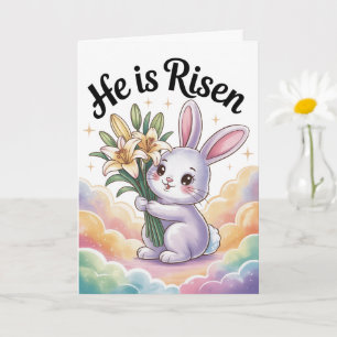 Carte de Pâques mignonne He Is Risen Kawaii Chreti