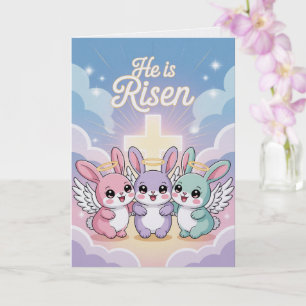 Carte de Pâques mignonne Il Est Ressuscité Lapin