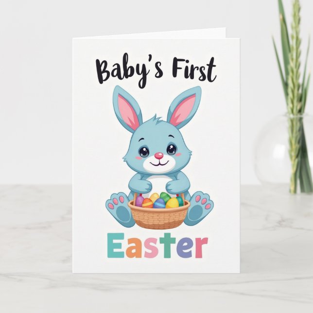 Carte de Pâques motif Blue Bunny (Devant)