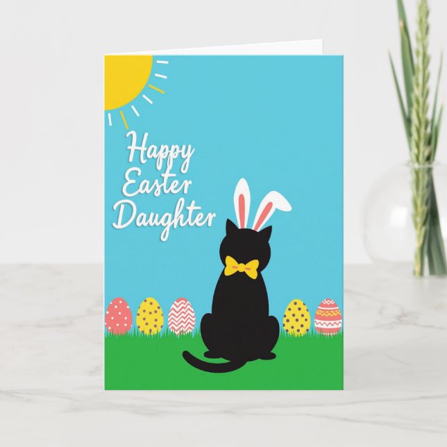 Carte de Pâques motif lapin chat (Devant)