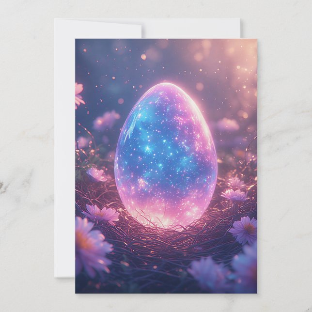 Carte de Pâques Œuf de Néon Holographique (Devant)