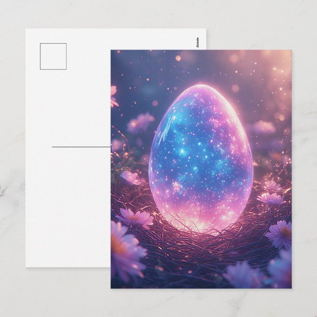 Carte de Pâques Œuf de Néon Holographique (Devant / Derrière)
