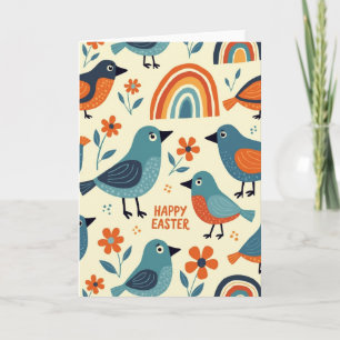 Carte de Pâques Oiseaux et Fleurs