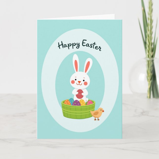 Carte de Pâques Panier de Lapin en Or Faux (Devant)