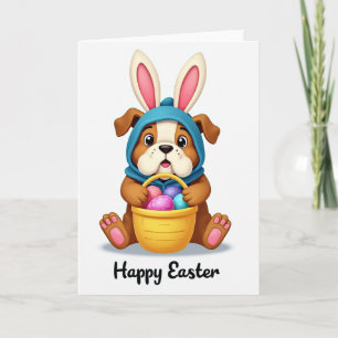 Carte de Pâques Panier de Printemps avec Chiot Mig
