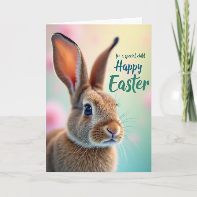 Carte de Pâques pastel Lapin Brun (Devant)