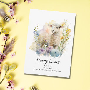 Carte de Pâques personnalisée avec agneau floral p