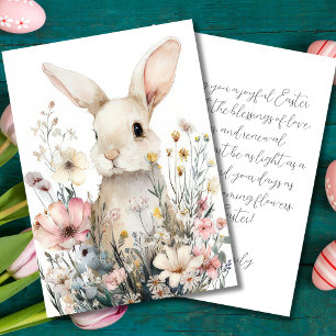 Carte de Pâques personnalisée avec des fleurs et u