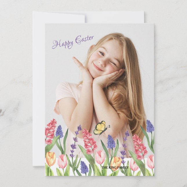 Carte de Pâques photo du printemps (Devant)
